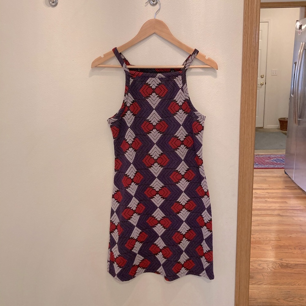 Topshop Purple and Red Patterned Dress